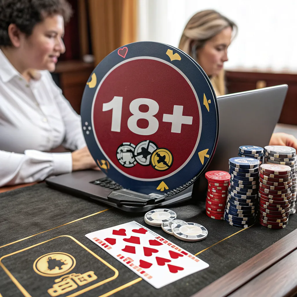 Ilustración de advertencia de restricción de edad para juegos en línea en Colombia, mostrando el símbolo 18+ junto con íconos de protección al menor