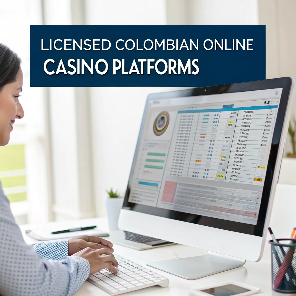 Pantalla de computador mostrando tabla comparativa de plataformas de casinos en línea con licencia colombiana