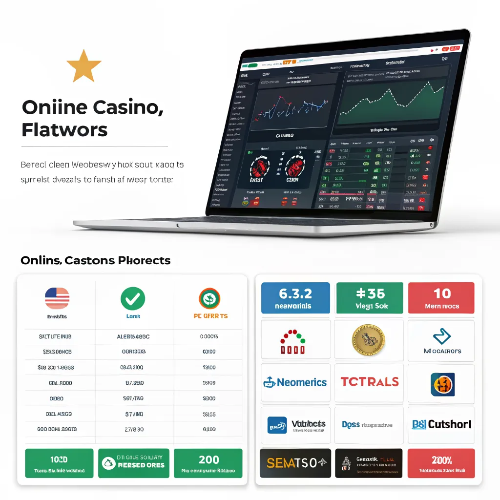Ilustración editorial de análisis comparativo de plataformas de casino en línea con gráficos y puntuaciones